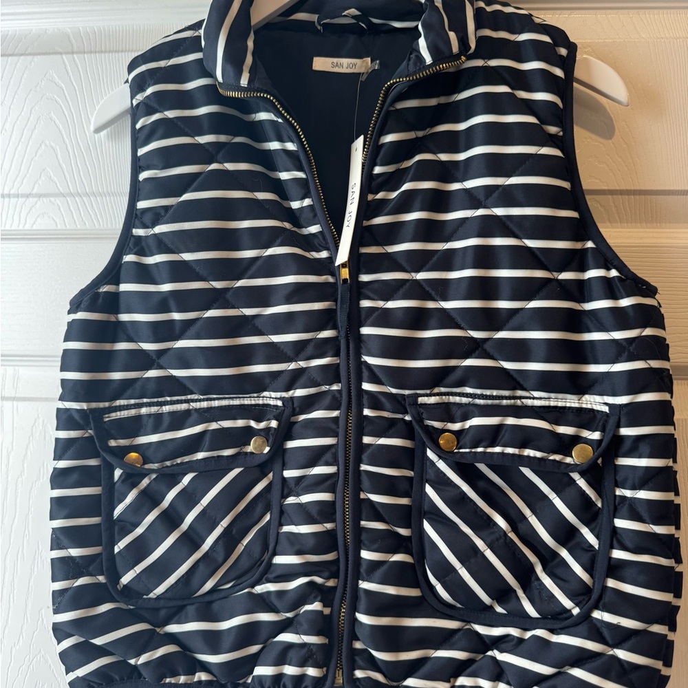San Joy Navy and White Striped Vest